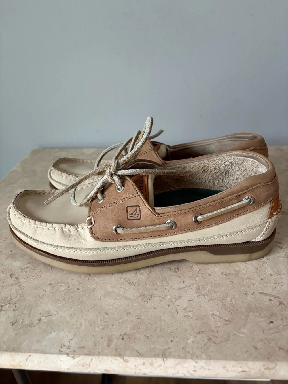 Sperry Top Sider Mako Collection Boat Shoes Men’s Size 9.5 Oyster Taupe Leather
